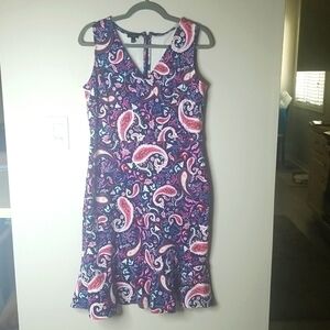 TALBOTS Sleeveless Midi Paisley print dress